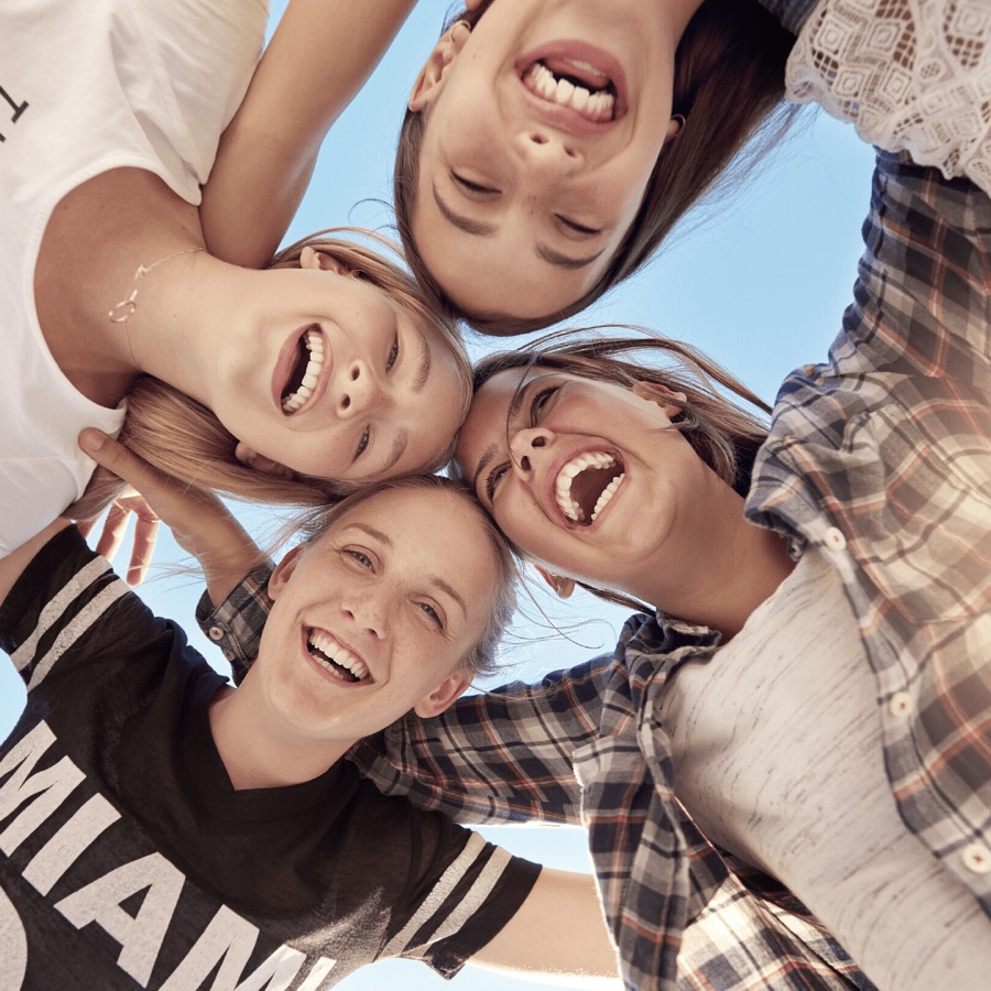 A group of friends laughing together